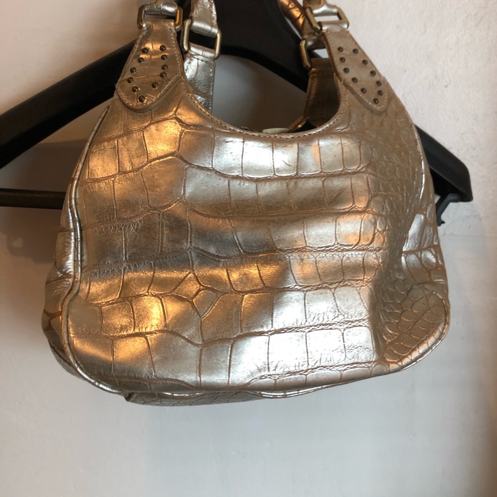 EUC Donald J Pliner Croc Embossed Purse -  silver